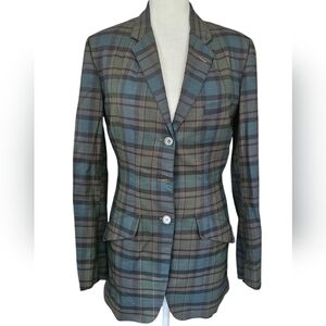 VINTAGE 90s Plaid Blazer green/blue. Size S/M